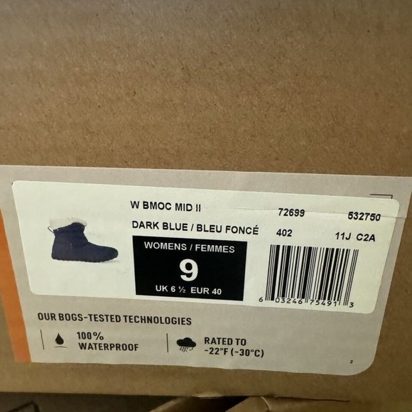 Bogs Womens Bmoc Mid II Snow Boot Blue Size 9 M - Picture 6 of 6